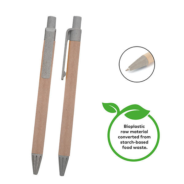 Eco-Friendly Recycled Ballpoint Pen -  Kraft, ISCC+ Certified