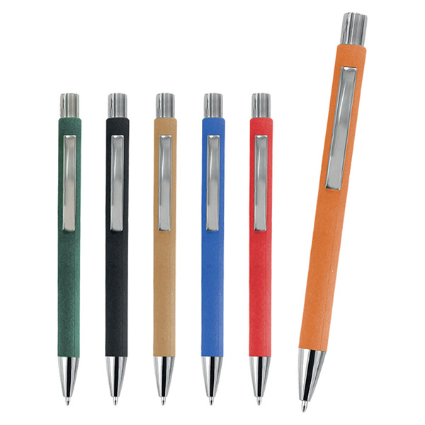 Eco-Friendly Retractable Ballpoint Pen - Kraft, Chrome Accent