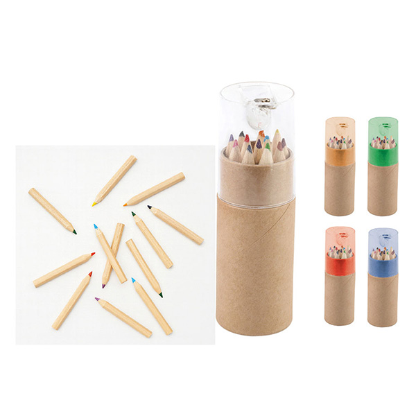 12 Piece Colored Pencil Set - Kraft Cylinder with Sharpener