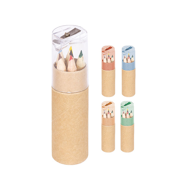 6 Piece Colored Pencil Set - Kraft Cylinder, No Sharpener