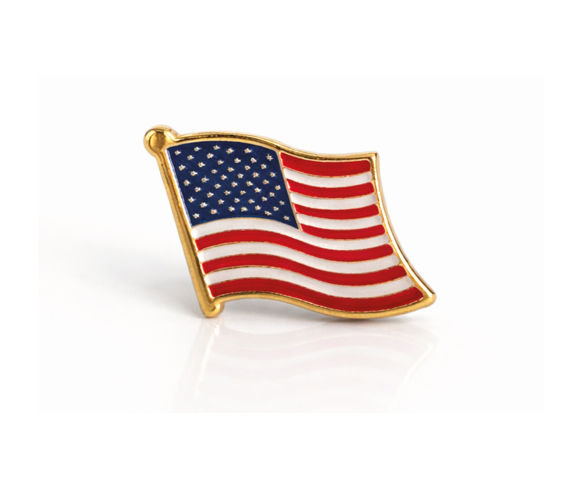 American Flag Lapel Pin - Gold-Tone Enamel