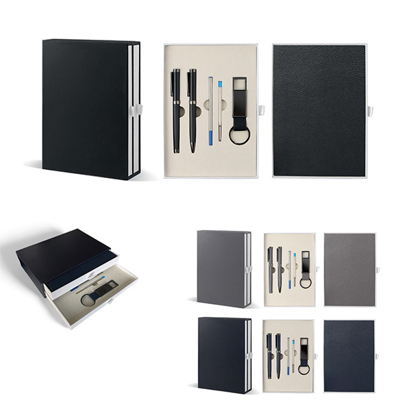Executive Pen Gift Set - Ballpoint, Rollerball, Journal & Keychain 