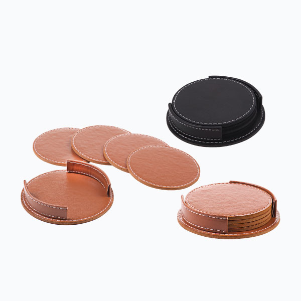 Faux leather coaster set